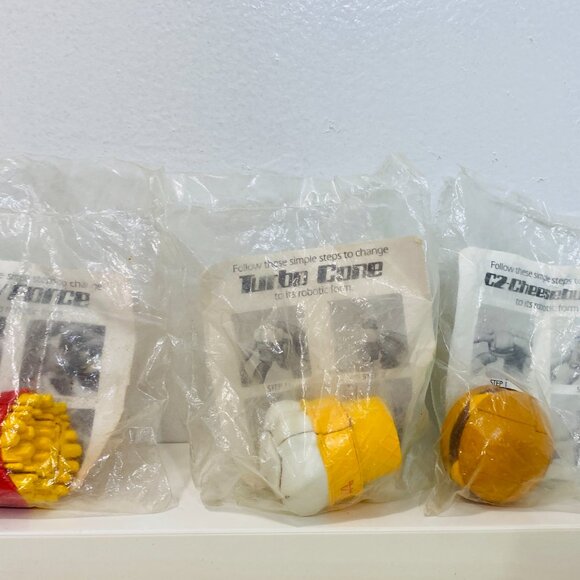 3 VNTG 1988 McDonalds Food Changeables:Fry Force/Turbo Cone/Cheeseburger OrigPkg - Picture 2 of 3